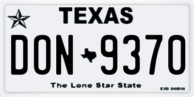 TX license plate DON9370
