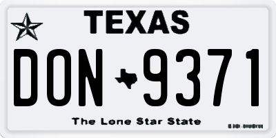 TX license plate DON9371