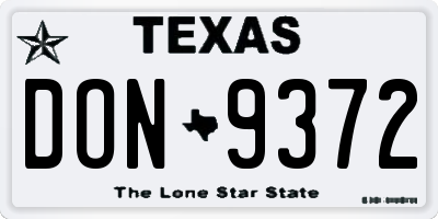 TX license plate DON9372