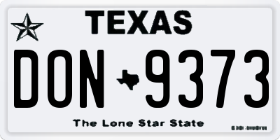 TX license plate DON9373