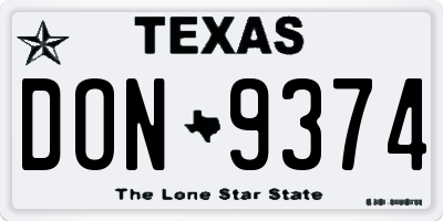TX license plate DON9374