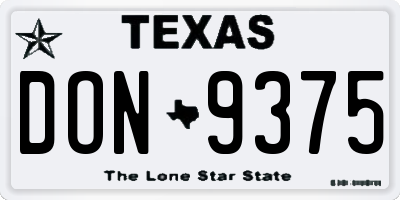 TX license plate DON9375