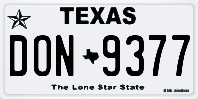 TX license plate DON9377