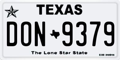 TX license plate DON9379