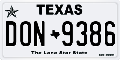 TX license plate DON9386