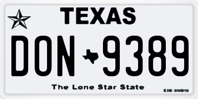 TX license plate DON9389
