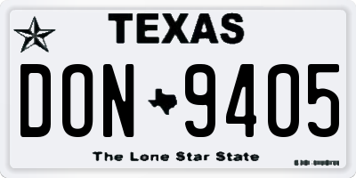 TX license plate DON9405