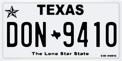 TX license plate DON9410