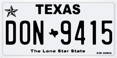 TX license plate DON9415