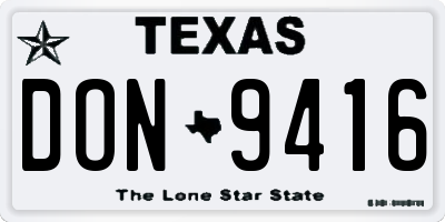 TX license plate DON9416