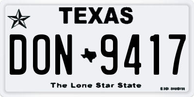 TX license plate DON9417