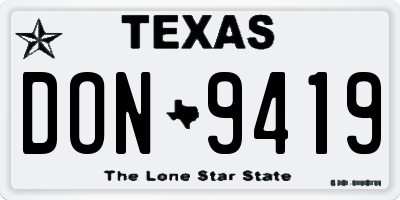 TX license plate DON9419