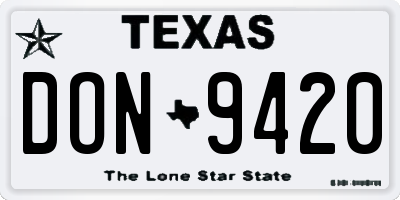 TX license plate DON9420