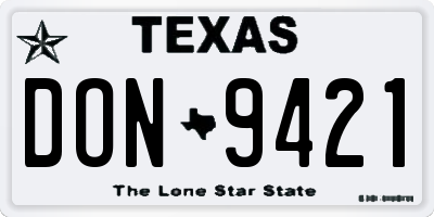 TX license plate DON9421