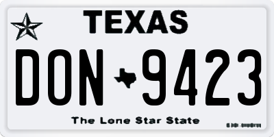 TX license plate DON9423
