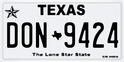 TX license plate DON9424