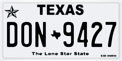 TX license plate DON9427