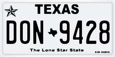 TX license plate DON9428