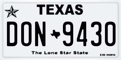 TX license plate DON9430