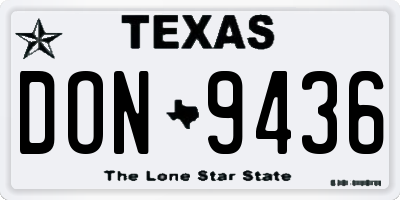 TX license plate DON9436