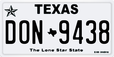 TX license plate DON9438