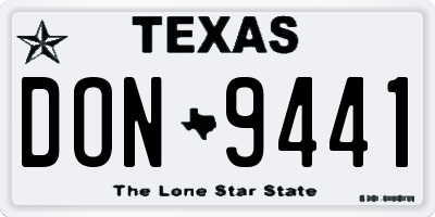 TX license plate DON9441