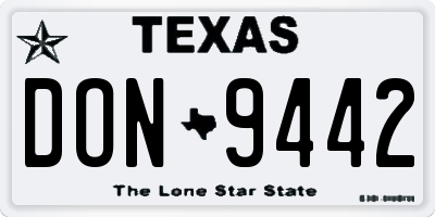TX license plate DON9442