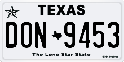 TX license plate DON9453