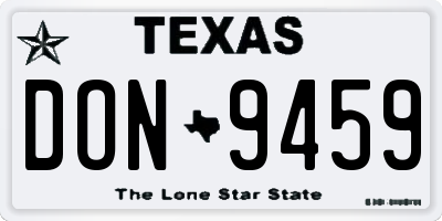 TX license plate DON9459