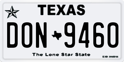TX license plate DON9460