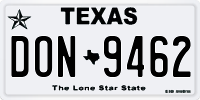 TX license plate DON9462