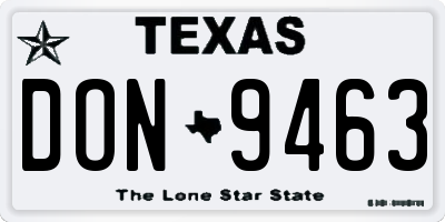 TX license plate DON9463