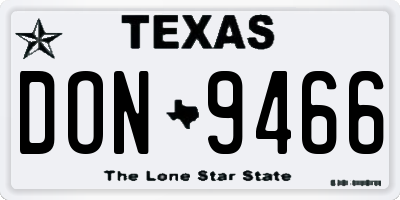 TX license plate DON9466
