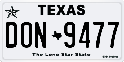 TX license plate DON9477