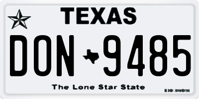 TX license plate DON9485