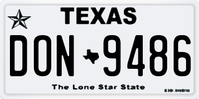 TX license plate DON9486