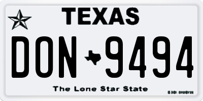 TX license plate DON9494