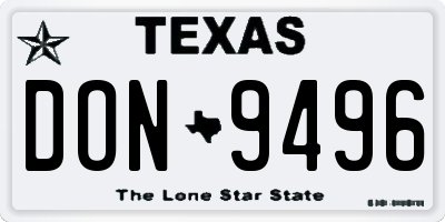 TX license plate DON9496