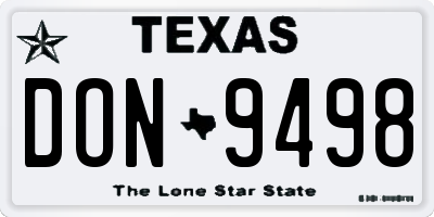 TX license plate DON9498