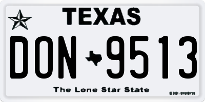 TX license plate DON9513