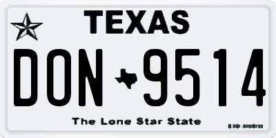 TX license plate DON9514
