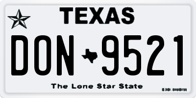 TX license plate DON9521