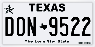 TX license plate DON9522
