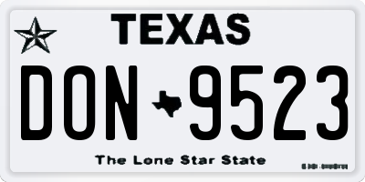 TX license plate DON9523