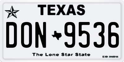 TX license plate DON9536