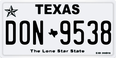 TX license plate DON9538
