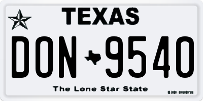 TX license plate DON9540