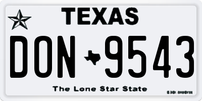 TX license plate DON9543