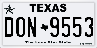 TX license plate DON9553
