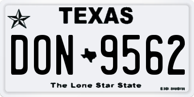 TX license plate DON9562